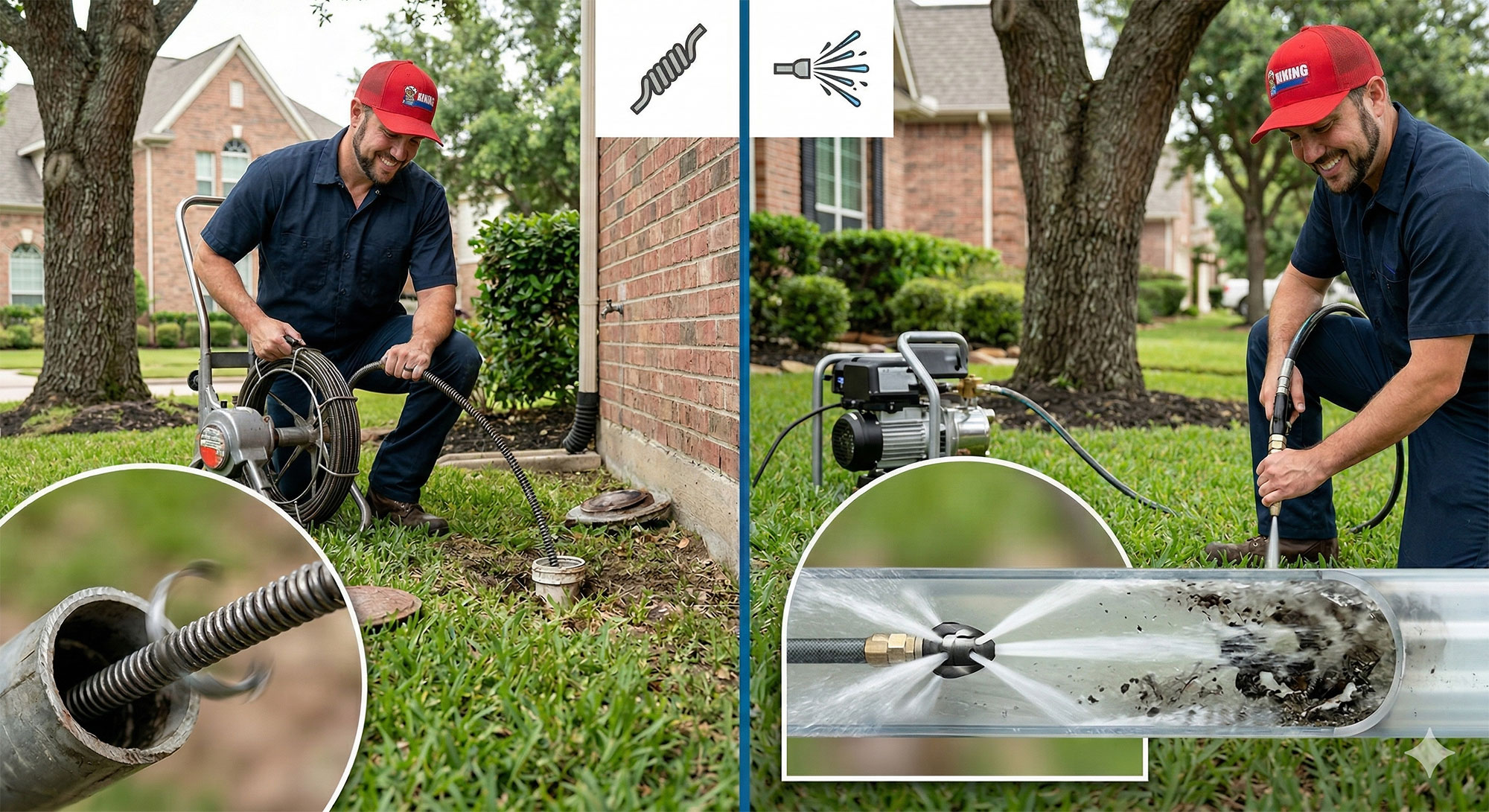 gemini Ai generated image of John using an augur and hydro-jetting